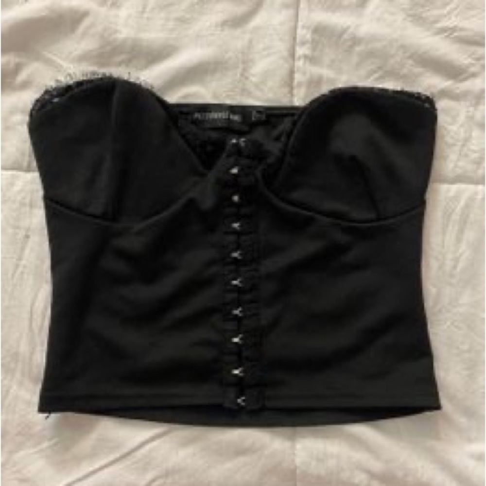 Pretty Little Thing black corset going out tube top